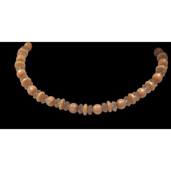 Vintage Orange Moonglow Lucite Beaded Necklace - Picture 4 of 6